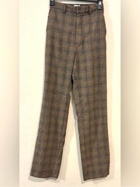 Scalpers Plaid Trousers Italian Fabric High Rise Straight Leg- Size XS